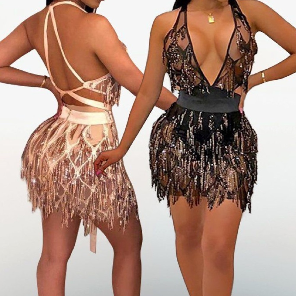 Backless Shimmer Birthday Dress Black